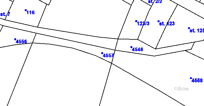 Parcela st. 4557 v KÚ Kadov, Katastrální mapa