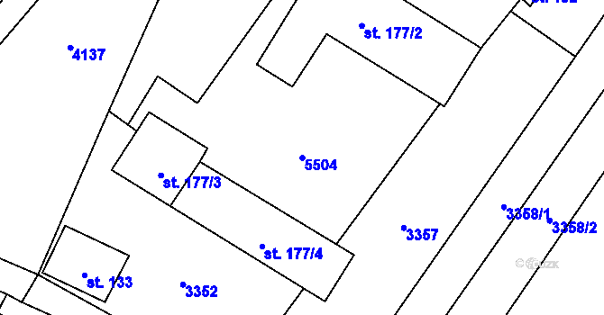 Parcela st. 5504 v KÚ Kadov, Katastrální mapa