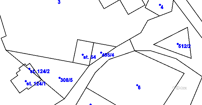 Parcela st. 495/4 v KÚ Kadov u Sněžného, Katastrální mapa