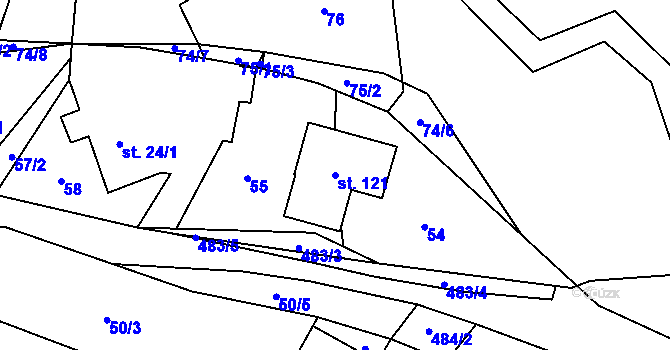 Parcela st. 121 v KÚ Kadov u Sněžného, Katastrální mapa