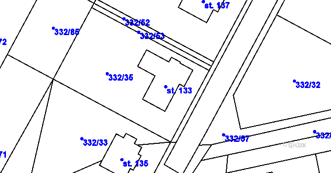 Parcela st. 133 v KÚ Kadov u Sněžného, Katastrální mapa