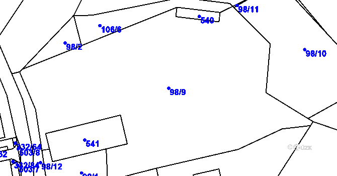 Parcela st. 98/9 v KÚ Kadov u Sněžného, Katastrální mapa