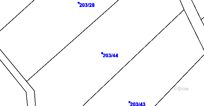Parcela st. 203/44 v KÚ Kadov u Sněžného, Katastrální mapa