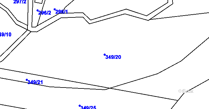 Parcela st. 349/20 v KÚ Kadov u Sněžného, Katastrální mapa