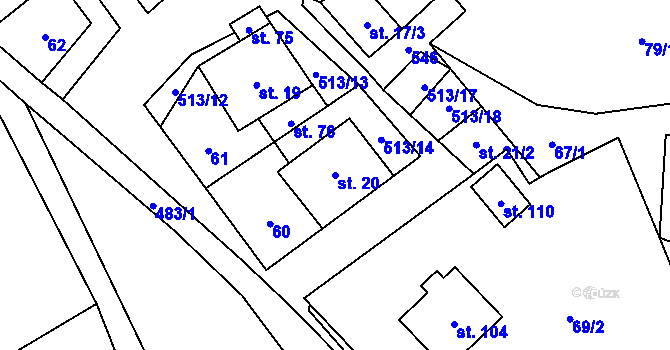 Parcela st. 20 v KÚ Kadov u Sněžného, Katastrální mapa