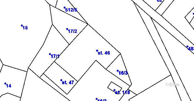 Parcela st. 46 v KÚ Kadov u Sněžného, Katastrální mapa