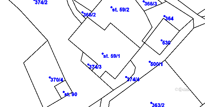 Parcela st. 59/1 v KÚ Kadov u Sněžného, Katastrální mapa