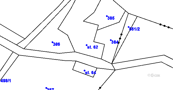 Parcela st. 62 v KÚ Kadov u Sněžného, Katastrální mapa