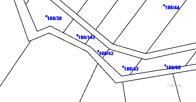 Parcela st. 186/42 v KÚ Kadov u Sněžného, Katastrální mapa