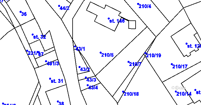 Parcela st. 210/5 v KÚ Kadov u Sněžného, Katastrální mapa