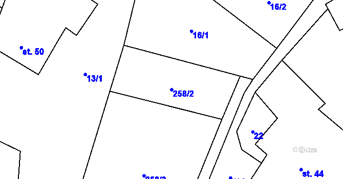Parcela st. 258/2 v KÚ Kadov u Sněžného, Katastrální mapa
