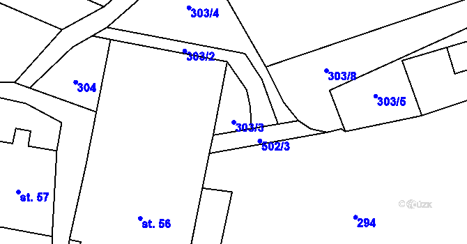 Parcela st. 303/3 v KÚ Kadov u Sněžného, Katastrální mapa