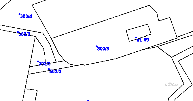 Parcela st. 303/5 v KÚ Kadov u Sněžného, Katastrální mapa