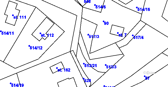 Parcela st. 514/4 v KÚ Kadov u Sněžného, Katastrální mapa