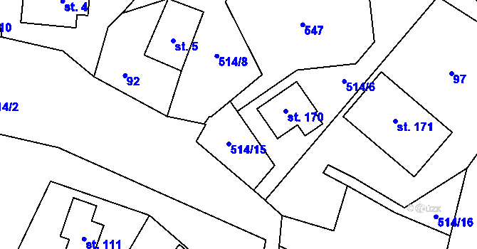Parcela st. 514/7 v KÚ Kadov u Sněžného, Katastrální mapa