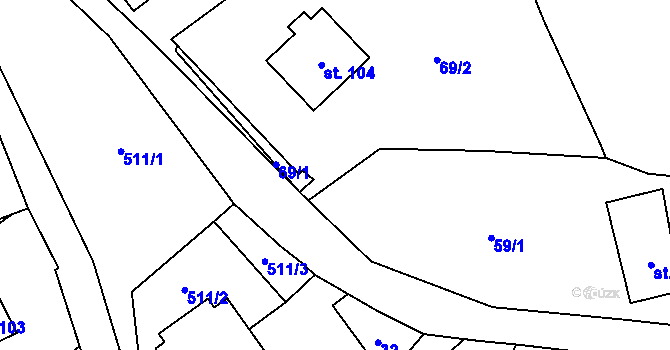 Parcela st. 59/2 v KÚ Kadov u Sněžného, Katastrální mapa