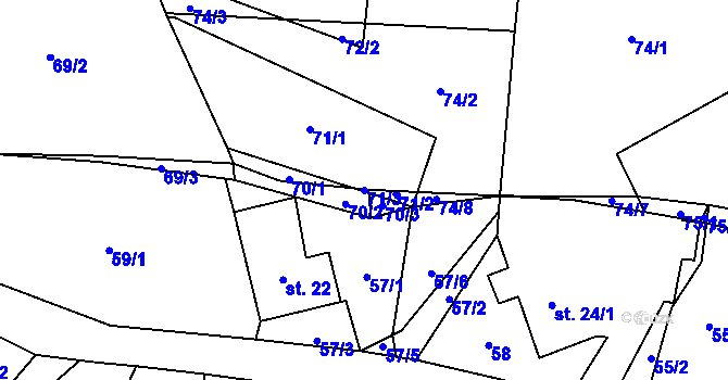 Parcela st. 71/3 v KÚ Kadov u Sněžného, Katastrální mapa