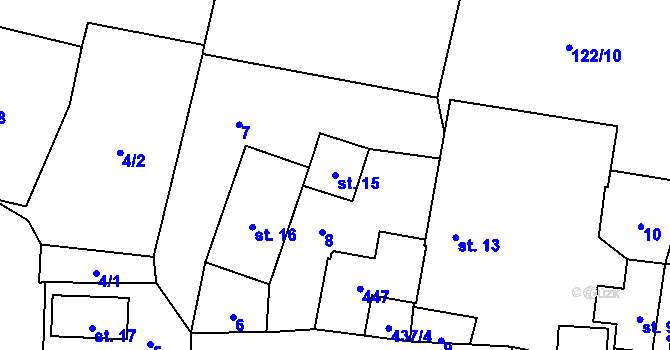 Parcela st. 15 v KÚ Krátká, Katastrální mapa