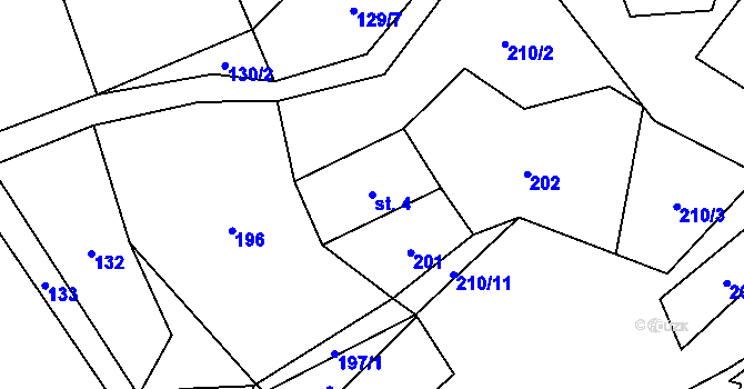 Parcela st. 4 v KÚ Samotín, Katastrální mapa