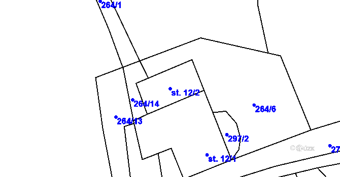 Parcela st. 12/2 v KÚ Samotín, Katastrální mapa