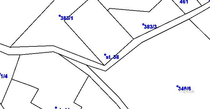 Parcela st. 38 v KÚ Samotín, Katastrální mapa