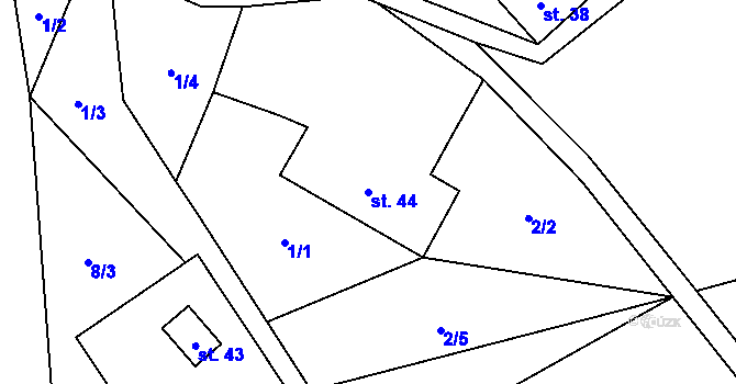 Parcela st. 44 v KÚ Samotín, Katastrální mapa