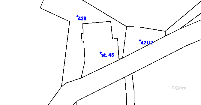 Parcela st. 45 v KÚ Samotín, Katastrální mapa