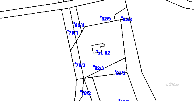 Parcela st. 52 v KÚ Samotín, Katastrální mapa