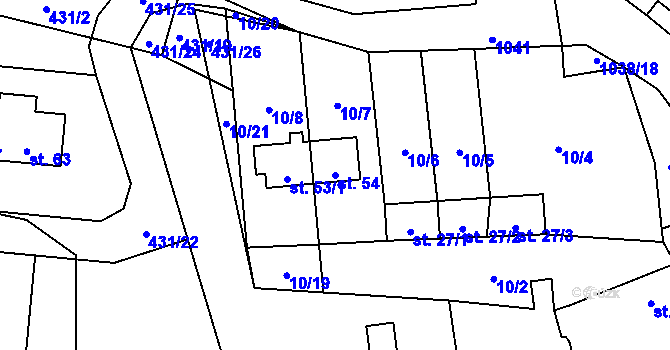 Parcela st. 54 v KÚ Kladenské Rovné, Katastrální mapa