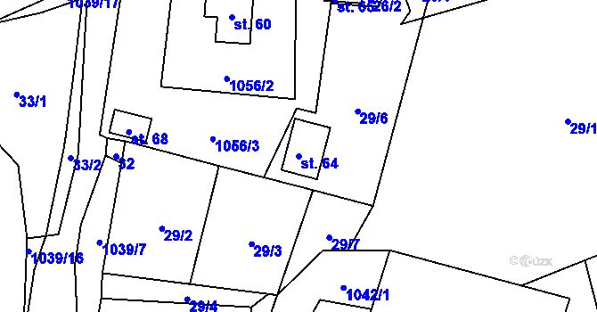 Parcela st. 64 v KÚ Kladenské Rovné, Katastrální mapa
