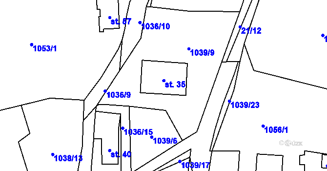 Parcela st. 35 v KÚ Kladenské Rovné, Katastrální mapa