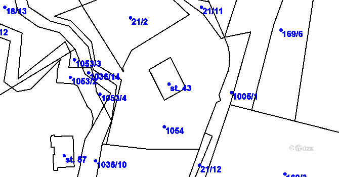 Parcela st. 43 v KÚ Kladenské Rovné, Katastrální mapa