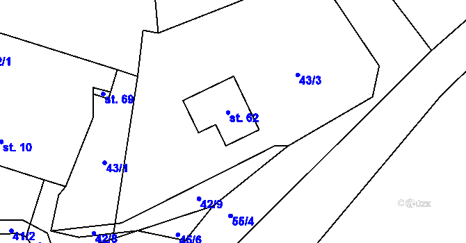 Parcela st. 62 v KÚ Kladenské Rovné, Katastrální mapa