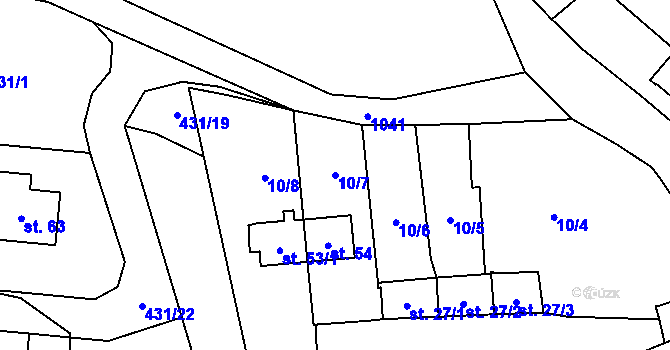 Parcela st. 10/7 v KÚ Kladenské Rovné, Katastrální mapa