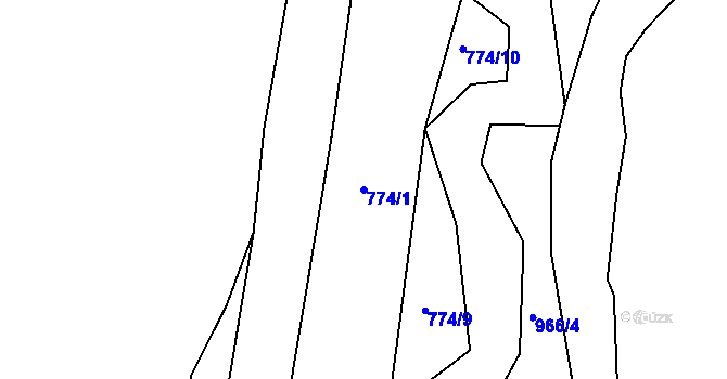 Parcela st. 774/1 v KÚ Kladenské Rovné, Katastrální mapa
