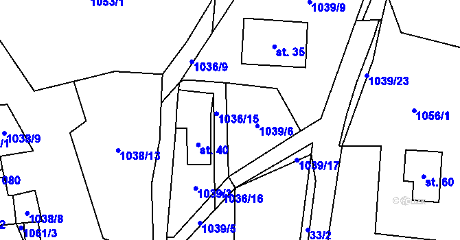Parcela st. 1039/8 v KÚ Kladenské Rovné, Katastrální mapa
