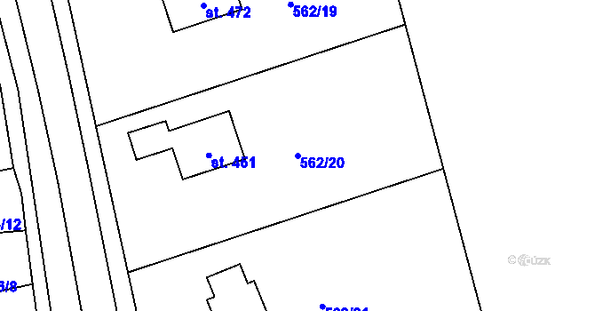 Parcela st. 562/20 v KÚ Kladné, Katastrální mapa