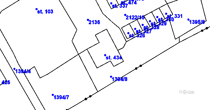 Parcela st. 434 v KÚ Kladné, Katastrální mapa