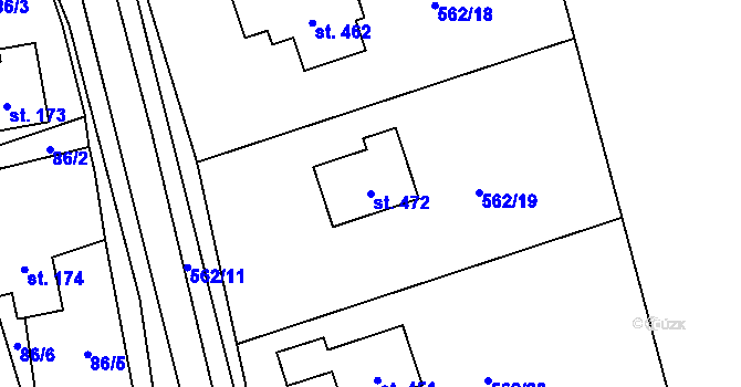 Parcela st. 472 v KÚ Kladné, Katastrální mapa