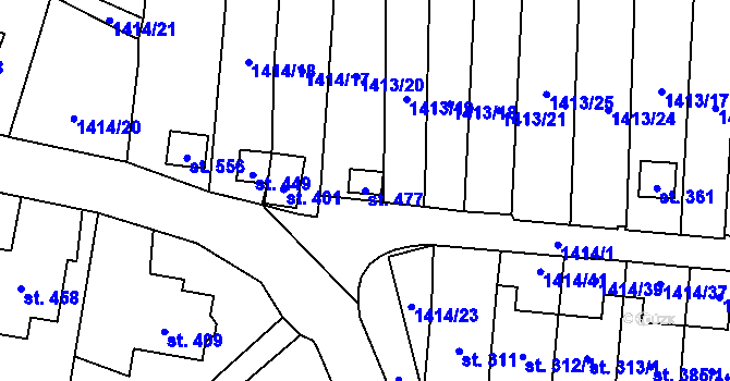 Parcela st. 477 v KÚ Kladné, Katastrální mapa