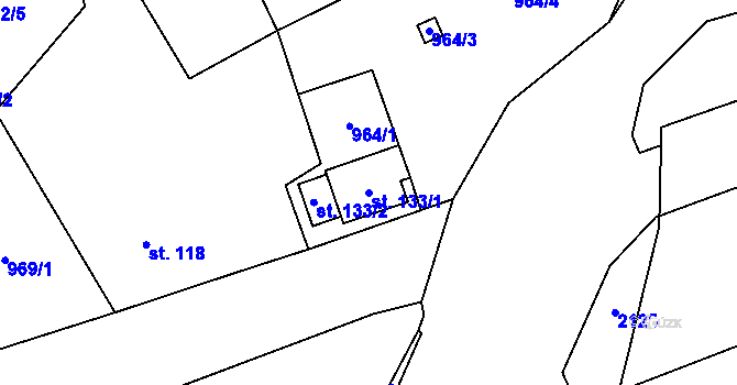Parcela st. 133/1 v KÚ Kladné, Katastrální mapa