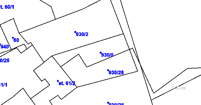 Parcela st. 930/5 v KÚ Kladné, Katastrální mapa