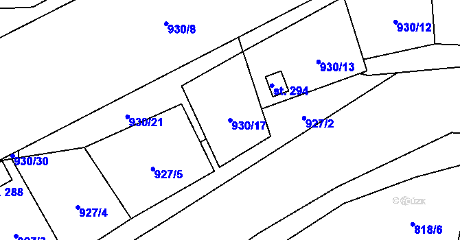 Parcela st. 930/17 v KÚ Kladné, Katastrální mapa
