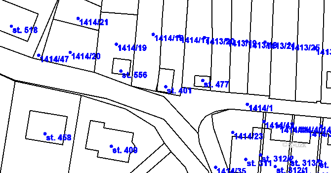 Parcela st. 401 v KÚ Kladné, Katastrální mapa