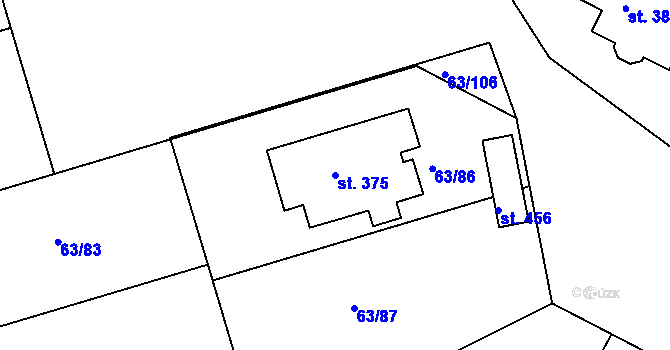 Parcela st. 375 v KÚ Křenov u Kájova, Katastrální mapa