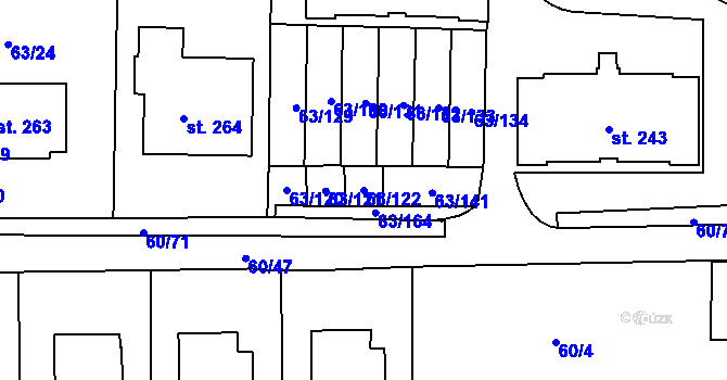 Parcela st. 63/122 v KÚ Křenov u Kájova, Katastrální mapa