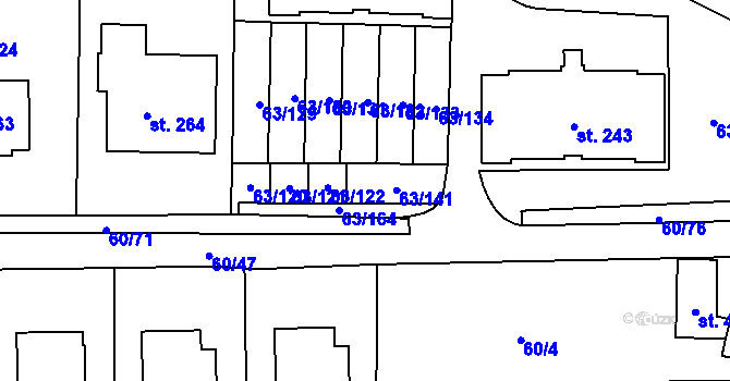 Parcela st. 63/123 v KÚ Křenov u Kájova, Katastrální mapa