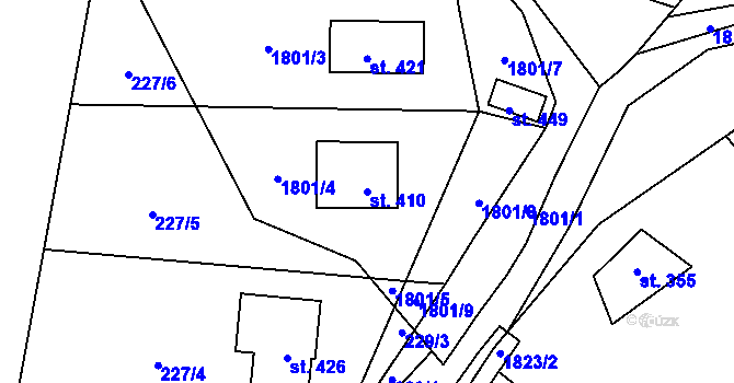 Parcela st. 410 v KÚ Křenov u Kájova, Katastrální mapa