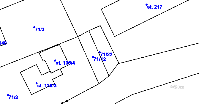 Parcela st. 71/22 v KÚ Křenov u Kájova, Katastrální mapa