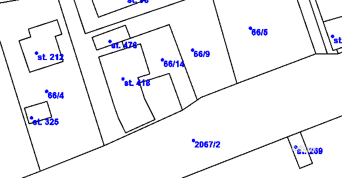 Parcela st. 66/10 v KÚ Křenov u Kájova, Katastrální mapa